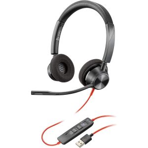 Plantronics Wire 3320 Microsoft Teams Certified USB-A Headphones Black (76J17AA)