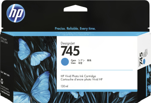 HP 745 130-ml DesignJet Cyan Ink Cartridge