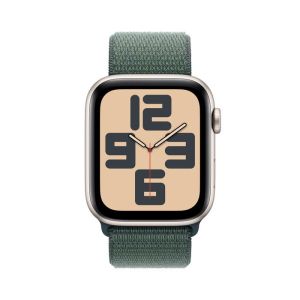Apple Watch SE GPS + Cellular 44mm Starlight Aluminium Case with Lake Green Sport Loop (MXGV3QA/A)