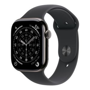 Apple Watch Series 11 GPS + Cellular 42mm Slate Titanium Case with Black Sport Band M/L (MF8T4AF/A)