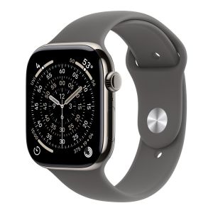 Apple Watch Series 11 GPS + Cellular 46mm Natural Titanium Case with Stone Grey Sport Band S/M (MFCW4AF/A)