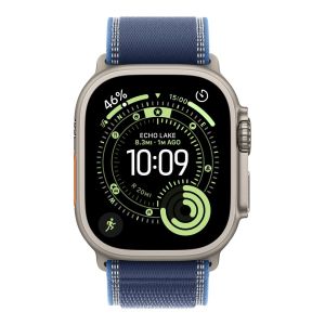 Apple 49mm Trail Loop Natural Titanium Finish Blue/Bright Blue S/M (MFT64ZM/A)