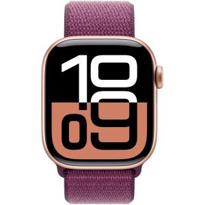 Apple Watch Series 10 GPS 42mm Rose Gold Aluminium Case with Plum Sport Loop (MWWK3QA/A)