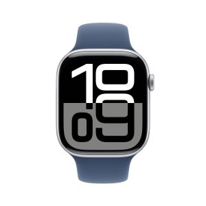 Apple Watch Series 10 GPS 46mm Silver Aluminium Case with Denim Sport Band - S/M (MWWL3QA/A)