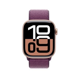Apple Watch Series 10 GPS 46mm Rose Gold Aluminium Case with Plum Sport Loop (MWWV3QA/A)