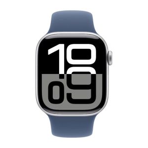 Apple Watch Series 10 GPS + Cellular 42mm Silver Aluminium Case with Denim Sport Band - S/M (MWX33QA/A)