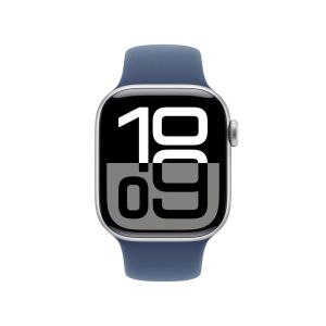Apple Watch Series 10 GPS + Cellular 42mm Silver Aluminium Case with Denim Sport Band - M/L (MWX43QA/A)