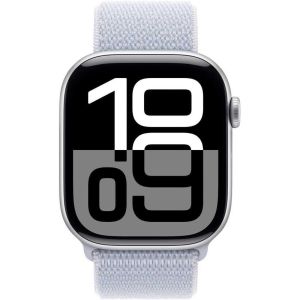 Apple Watch Series 10 GPS + Cellular 42mm Silver Aluminium Case with Blue Cloud Sport Loop (MWX53QA/A)