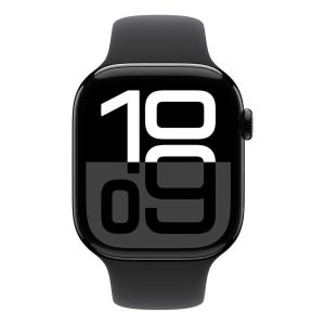 Apple Watch Series 10 GPS + Cellular 42mm Jet Black Aluminium Case with Black Sport Band - S/M (MWX63QA/A)