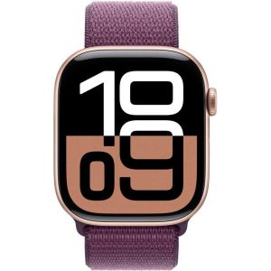 Apple Watch Series 10 GPS + Cellular 42mm Rose Gold Aluminium Case with Plum Sport Loop (MWXC3QA/A)