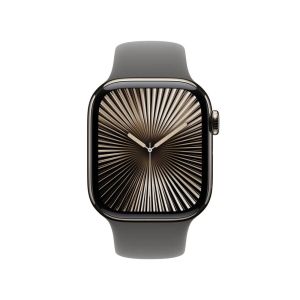 Apple Watch Series 10 GPS + Cellular 42mm Natural Titanium Case with Stone Grey Sport Band - S/M (MWXD3QA/A)
