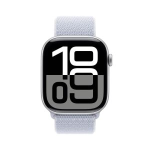 Apple Watch Series 10 GPS + Cellular 46mm Silver Aluminium Case with Blue Cloud Sport Loop (MWY23QA/A)
