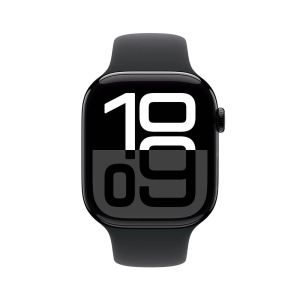 Apple Watch Series 10 GPS + Cellular 46mm Jet Black Aluminium Case with Black Sport Band - M/L (MWY43QA/A)
