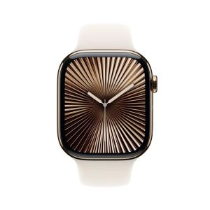 Apple Watch Series 10 GPS + Cellular 46mm Gold Titanium Case with Starlight Sport Band - S/M (MWYX3QA/A)