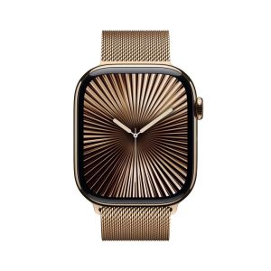 Apple Watch Series 10 GPS + Cellular 46mm Gold Titanium Case with Gold Milanese Loop - M/L (MX003QA/A)