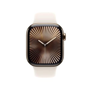 Apple Watch Series 10 GPS + Cellular 42mm Gold Titanium Case with Starlight Sport Band - M/L (MX073QA/A)