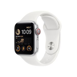 Apple Watch SE GPS + Cellular 40mm Silver Aluminium Case with Denim Sport Band - S/M (MXGF3QA/A)