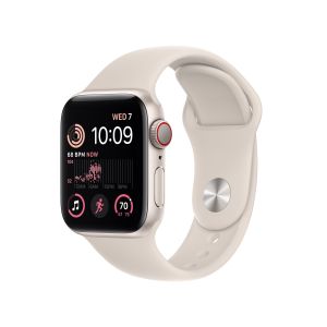 Apple Watch SE GPS + Cellular 40mm Starlight Aluminium Case with Starlight Sport Band - M/L (MXGK3QA/A)