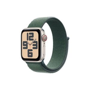 Apple Watch SE GPS + Cellular 44mm Starlight Aluminium Case with Lake Green Sport Loop (MXGV3QA/A)