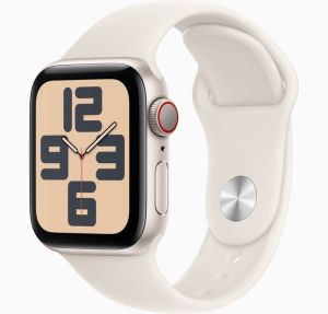 Apple Watch SE GPS + Cellular 44mm Starlight Aluminium Case with Starlight Sport Band - M/L (MXGU3QA/A)