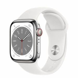 Apple Watch Series 8 45mm GPS + Cellular Stainless Steel Case with Sport Band Silver