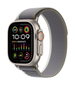 Apple Watch Ultra 2 GPS + Cellular, 49mm Titanium Case with Green/Grey Trail Loop - M/L