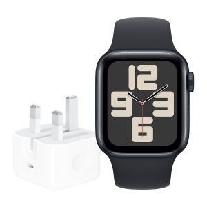 Apple Watch SE GPS 40mm Midnight Aluminium Case with Midnight Sport Band - S/M + 20W USB-C POWER ADAPTER-ZEE
