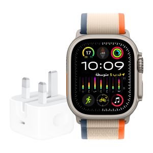 Apple Watch Ultra 2 GPS + Cellular, 49mm Titanium Case with Orange/Beige Trail Loop - M/L + 20W USB-C POWER ADAPTER-ZEE