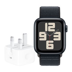 Apple Watch SE GPS 40mm Midnight Aluminium Case with Midnight Sport Loop + 20W USB-C POWER ADAPTER-ZEE