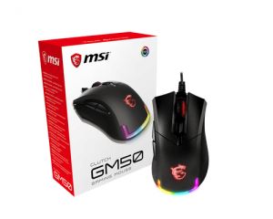 MSI CLUTCH GM50 RGB Optical FPS Gaming Mouse '7200 DPI Optical Sensor, 6 Programmable button, 3-Zone RGB, Ergonomic design, OMRON Switch with 20+ Million Clicks, RGB Mystic Light' S12-0400C60-PA3
